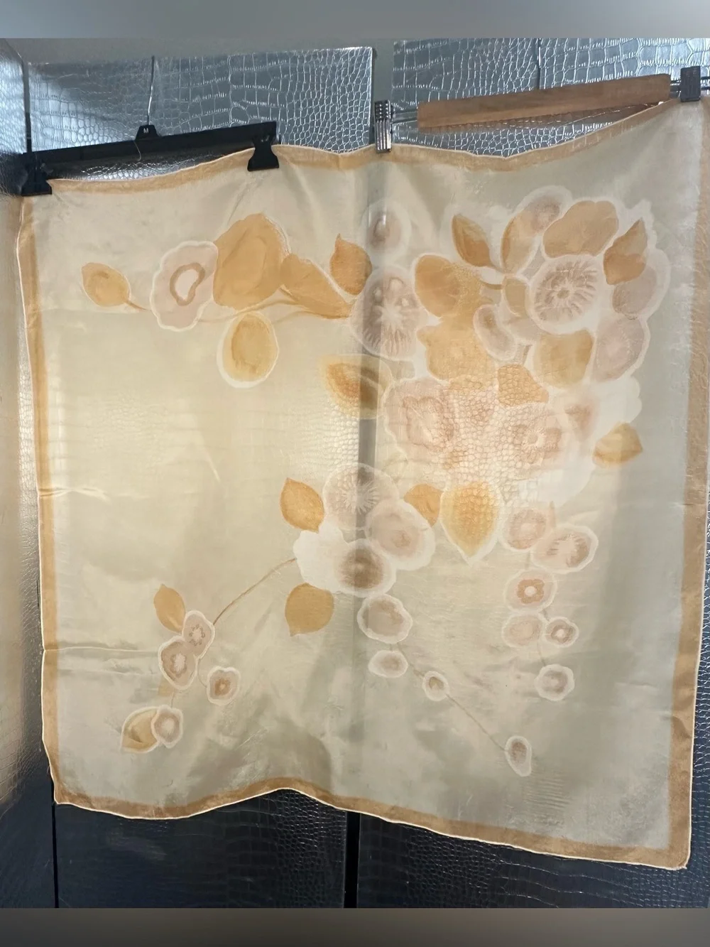Women's Floral Sheer Scarf in Peach and Beige